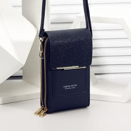 image-New-Blue PU Vertical Mobile Phone Bag, Small Cross-Body for Women