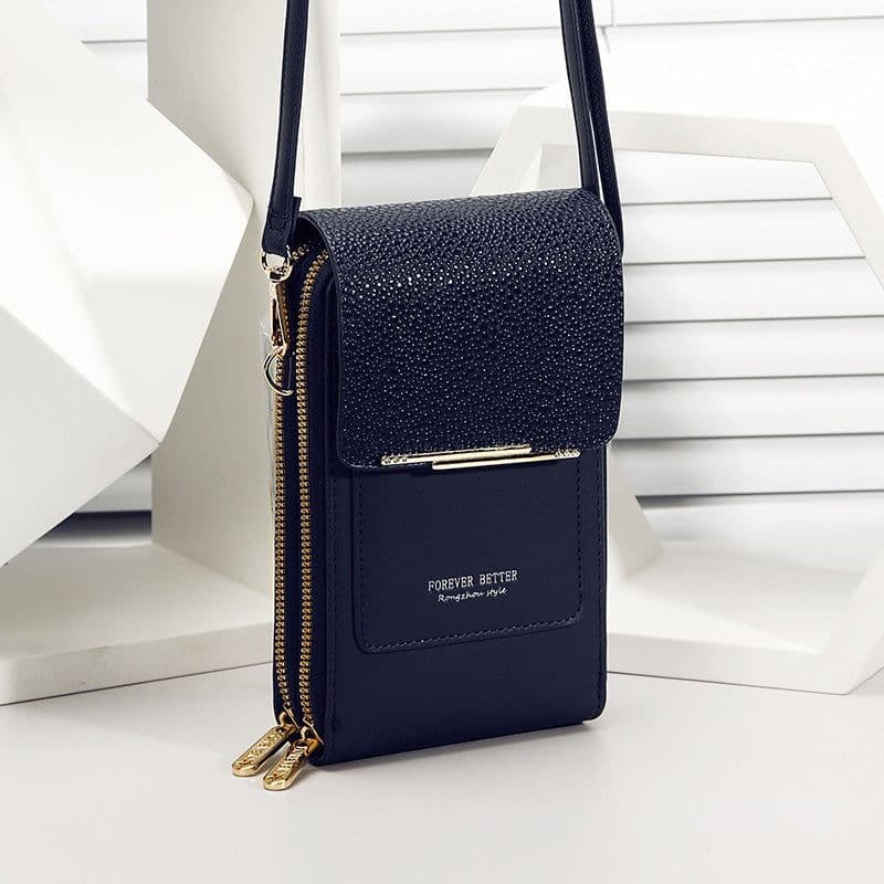 image-New-Blue PU Vertical Mobile Phone Bag, Small Cross-Body for Women