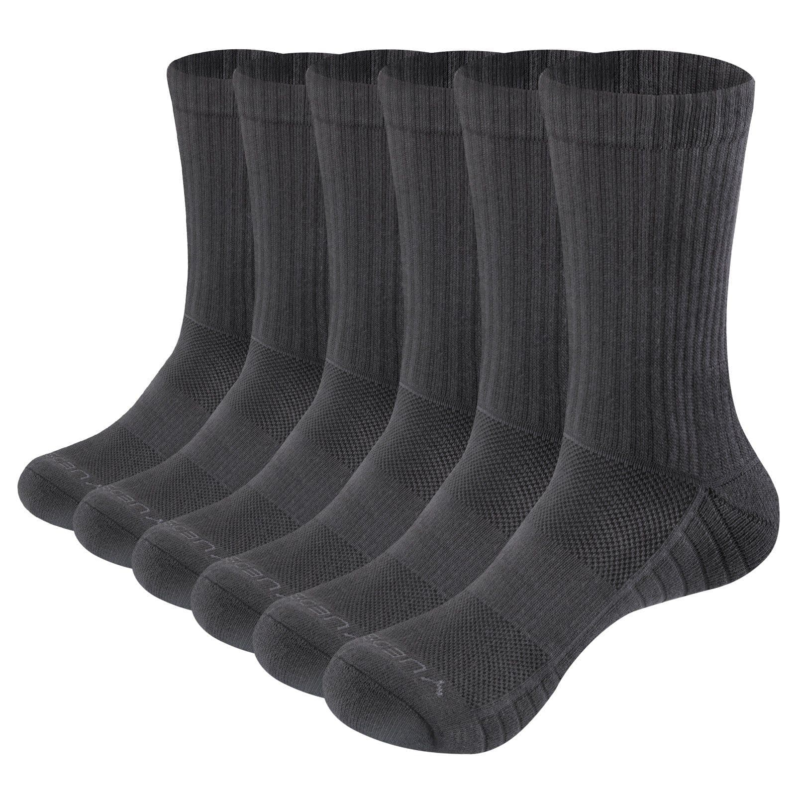 image-YUEDGE Combed Cotton Mid-Calf Sports Socks - Grey XXL