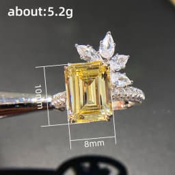 image-Cao Shi Retro Princess-Cut Diamond Flower Ring - Yellow