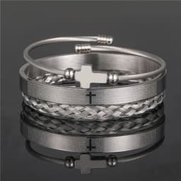 image-Stainless Steel Geometric Bracelet Men - Retro
