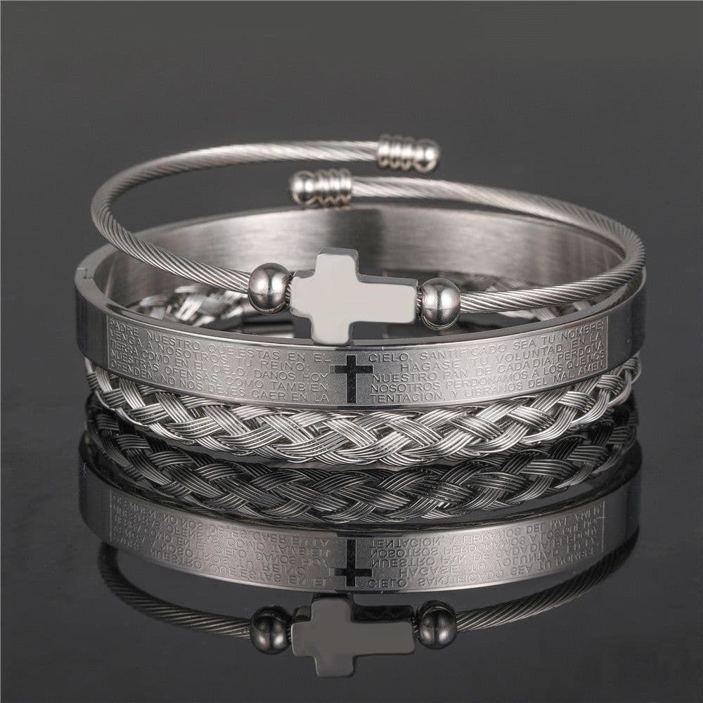 image-Stainless Steel Geometric Bracelet Men - Retro