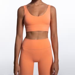 image-Autumn and winter European and American lulu original nylon nude yoga suit thin shoulder beautiful back bra high elastic sports trousers