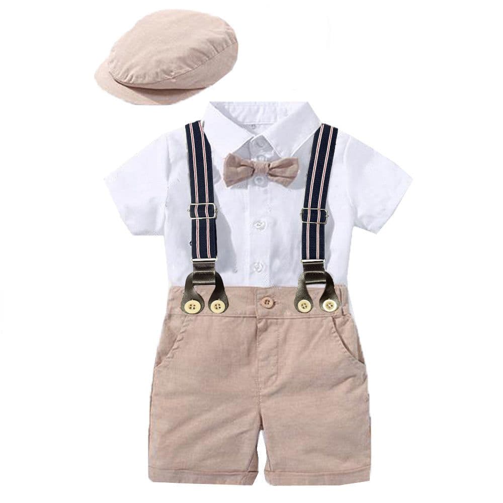 image-Summer Baby Boy Romper - White Triangle Print Tricot