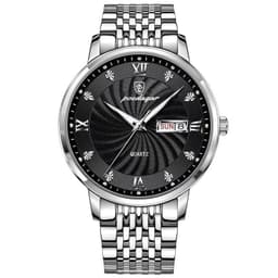 image-POEDAGAR Men's Watch 42mm Waterproof Stainless Steel
