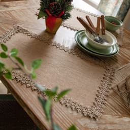 image-Yimanqiyun hemp rope placemat red tassel tableware mat woven color matching festival tassel bowl mat factory direct supply