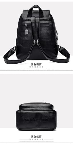 image-Women's Backpack PU Leather Black One Shoulder