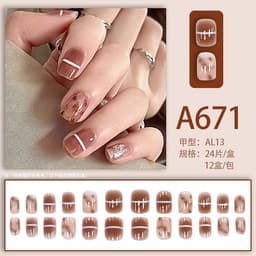 image-Autumn and winter gentle and pure desire simple style wearable manicure patches short, medium and long style white removable fake nail patches