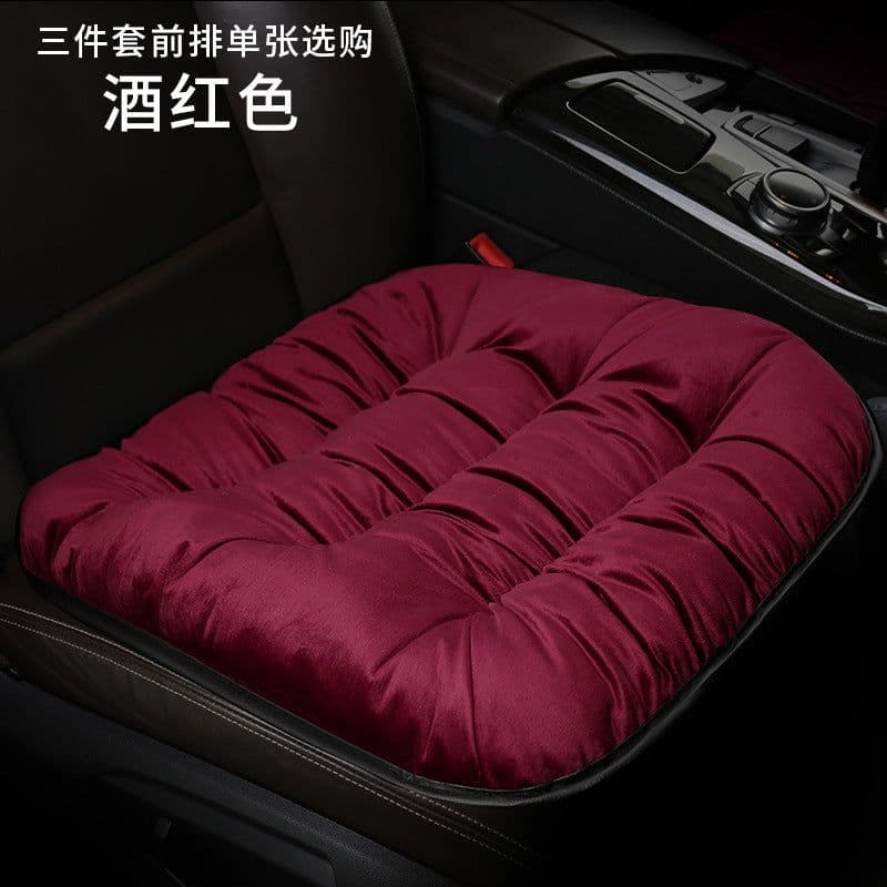 image-Plush winter car seat cushion three pieces down cotton full car cover cushion cover thick universal car cushion wool cushion winter