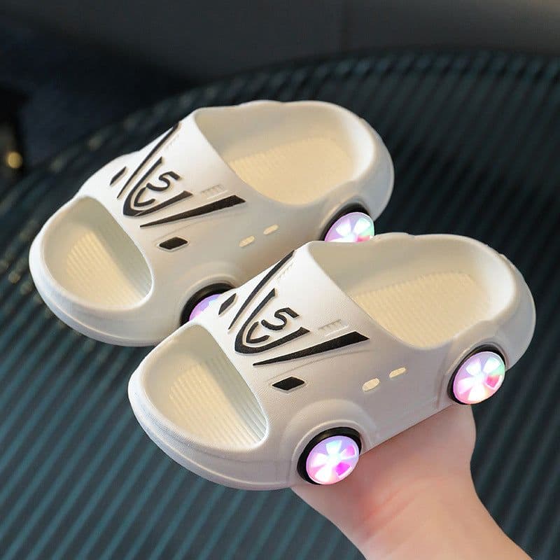 image-Kids' Cartoon Non-Slip Flip Flops - Pink Light Up, Size 36-37