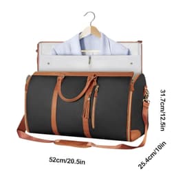 image-Large PU Leather Duffel Bag 36-55L Travel Carry-on Garment Bag