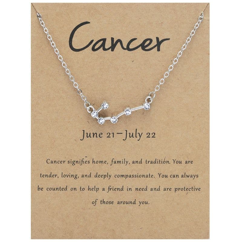 image-Yulu 12-Constellation Diamond Necklace Alloy Clavicle Chain - Brown