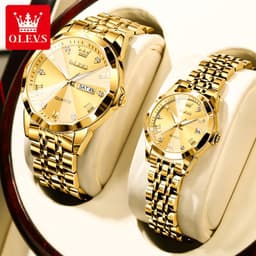 image-OLEVS Couple Watches Stainless Steel Quartz 30M