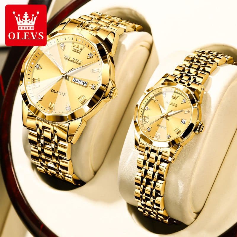image-OLEVS Couple Watches Stainless Steel Quartz 30M