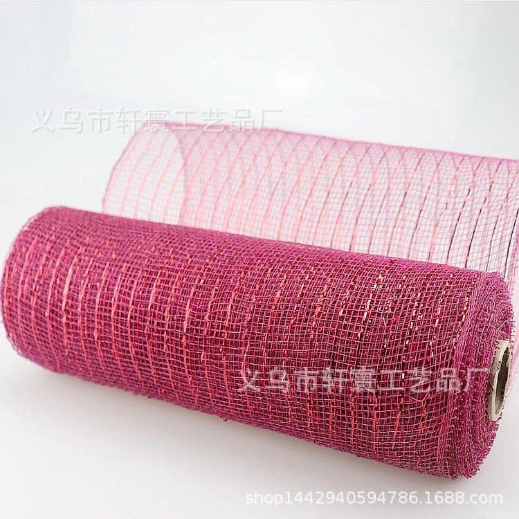 image-Christmas Wire Mesh Packaging - Red & White Strips 26cm x 10yds