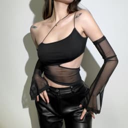 image-Sexy Hollow Mesh Vest - Black, Spring 2022, Women's Fashion