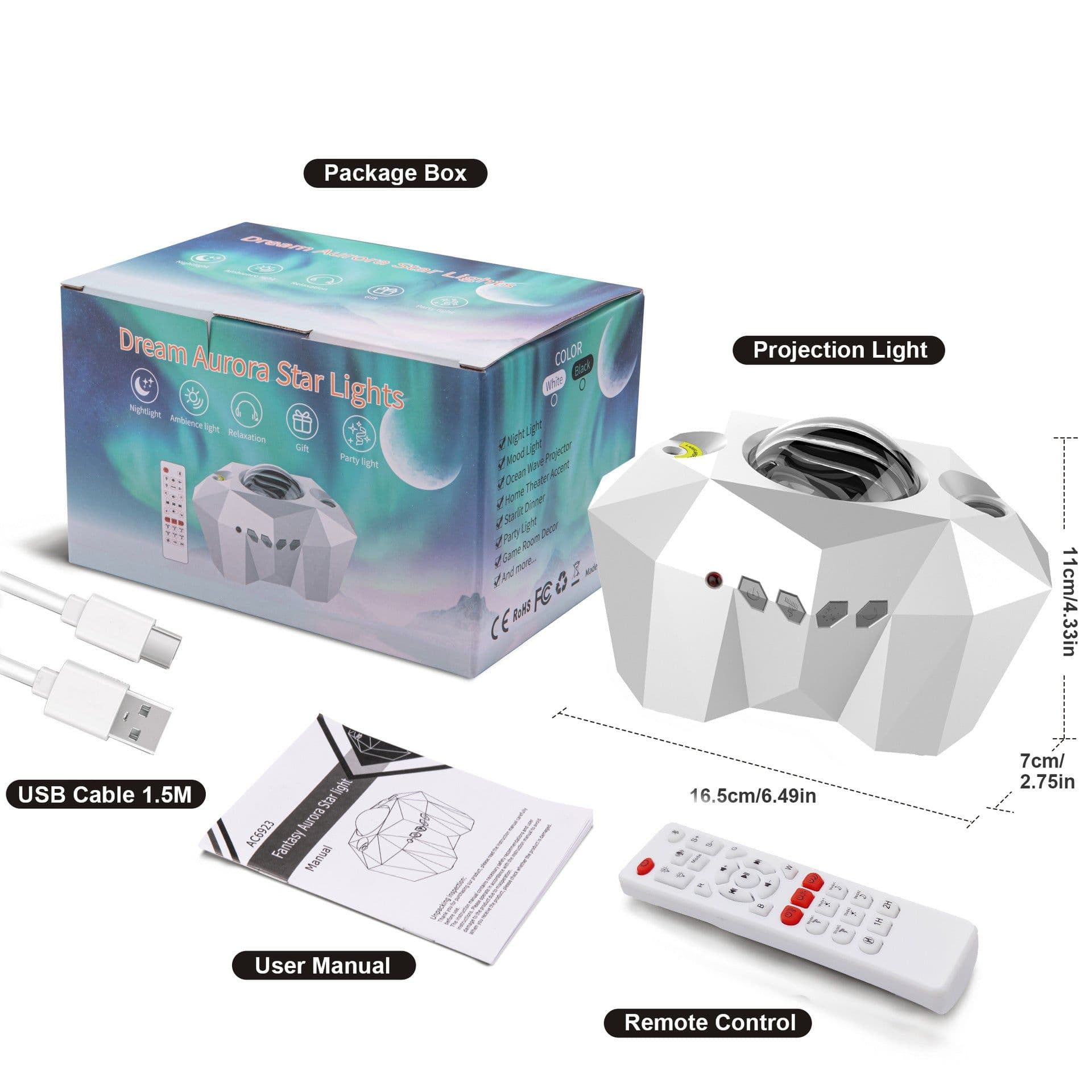 image-Dreamy Night Light Projector - LED USB Bluetooth Audio Starry Sky Lamp