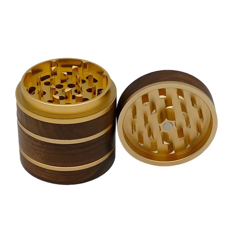 image-Cross-border e-commerce new walnut aluminum alloy 63mm4-layer tobacco grinder grinder