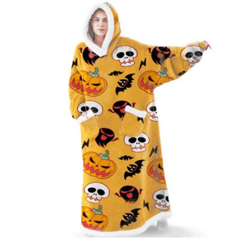 image-Winter blanket extra long vertical pocket fleece lazy blanket flannel lambswool TV TV blanket bathrobe
