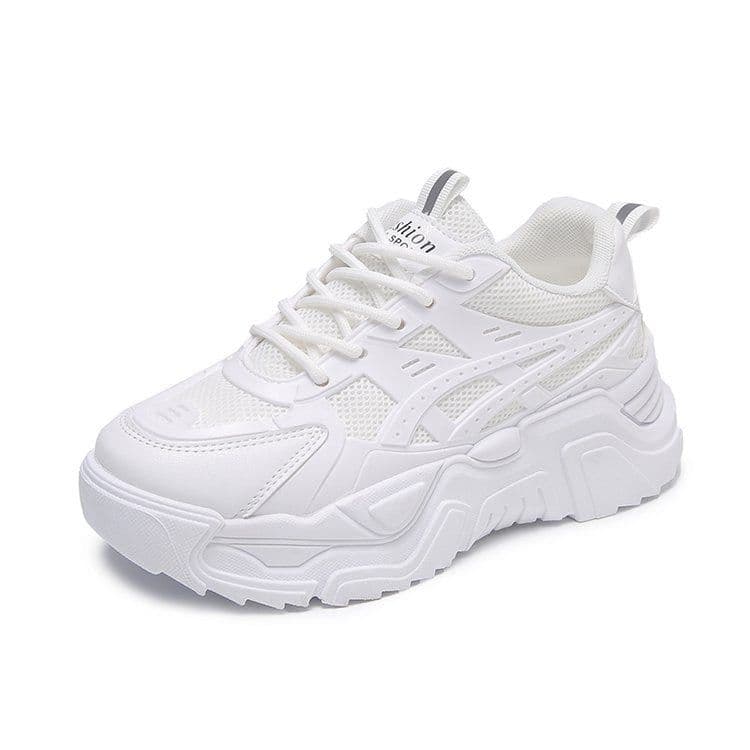 image-Trendy Lightweight Breathable Dad Shoes - Beige, Women's Sports Running Lace-Up