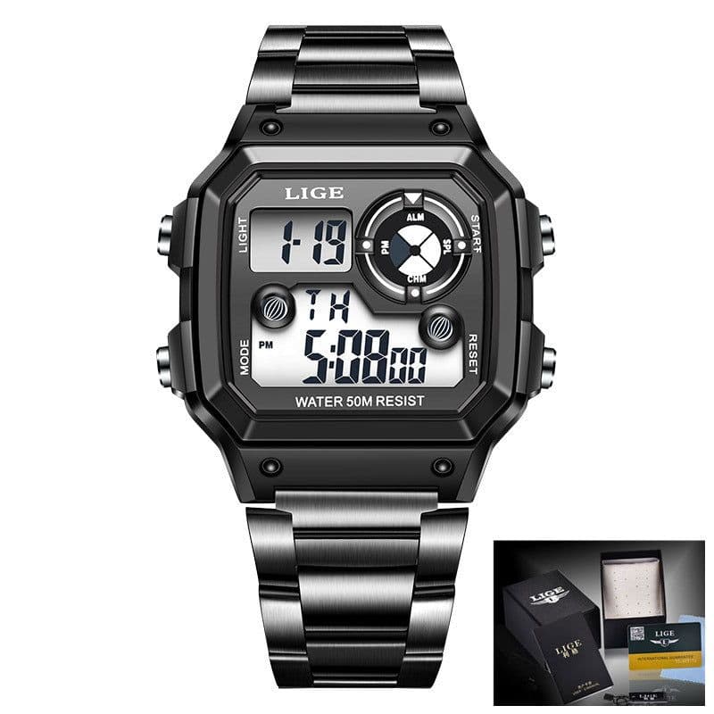 image-Lige LG8921 Electronic Watch - 40mm Silver 30M Water-Resistant