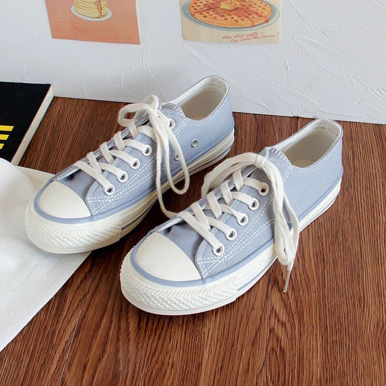 image-Triple vulcanization 1970s classic re-engraved low-cut color canvas shoes female students Korean version 2023 spring board shoes