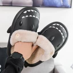 image-Shark EVA Cotton Slippers - Cream Unisex