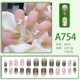 image-Fresh French flowers, cute ins wind, ice and transparent stars, long style, short style, white, high-end manicure and wearable nails