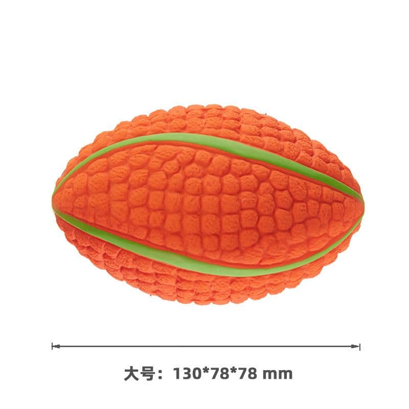 image-EETOYS Latex Rugby Tennis Dog Toy - Melon Large Sound Ball Pet
