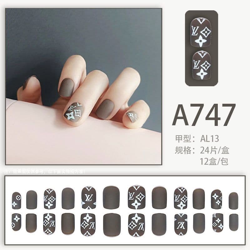 image-Fresh French flowers, cute ins wind, ice and transparent stars, long style, short style, white, high-end manicure and wearable nails