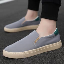 image-Men's Canvas Slip-On Casual Shoes - Size 48