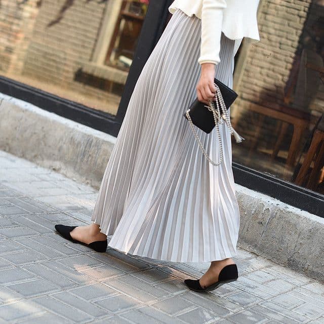 image-Lotte 2022 Ginger Yellow Midi Skirt, Large, Urban Style, Polyester Elastic Waist