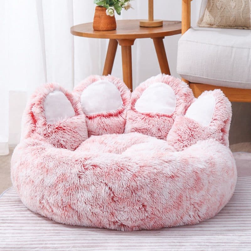 image-Bear Paw Brown Cozy Nest Pet Bed For Dogs And Cats