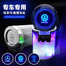 image-LED Car Ashtray with Cover - Colorful Air Outlet Mount