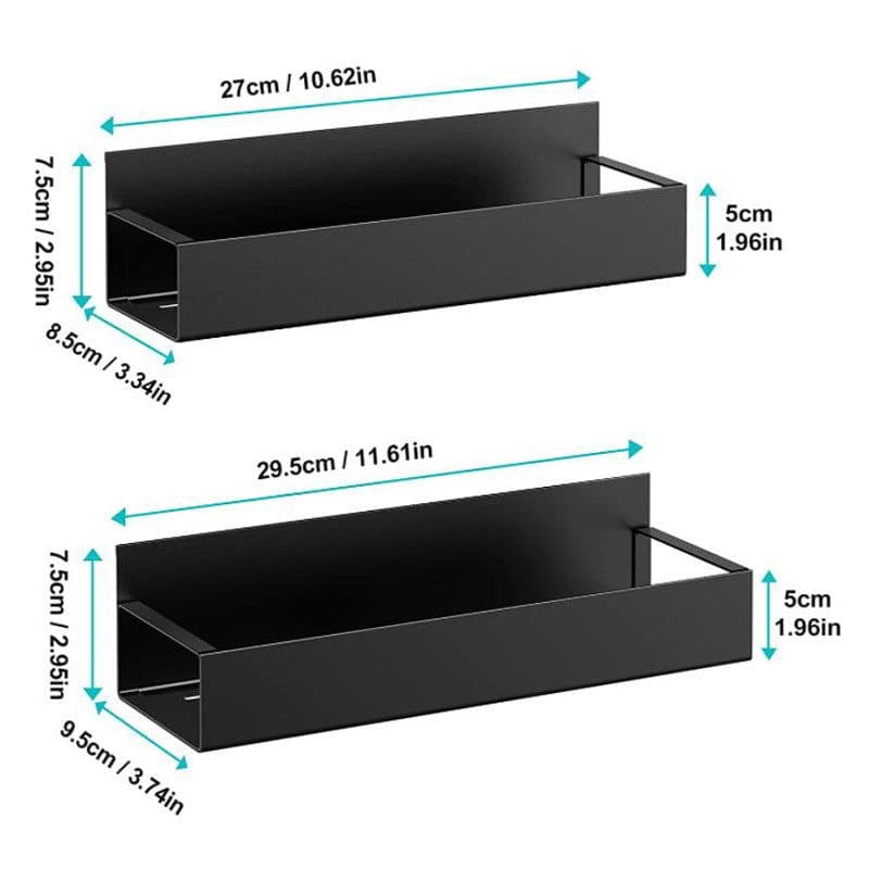 image-Magnetic Refrigerator Storage Rack - Black 4-Tier