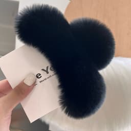 image-Rex Rabbit Fur Hair Clip - Moss Green XL 15cm Plush