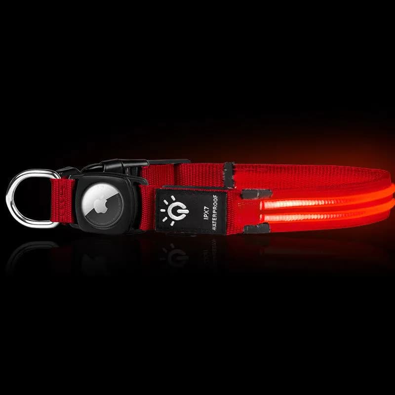 image-Hot selling airtag protective case positioning tracker case waterproof LED pet light-up collar protective case USB charging
