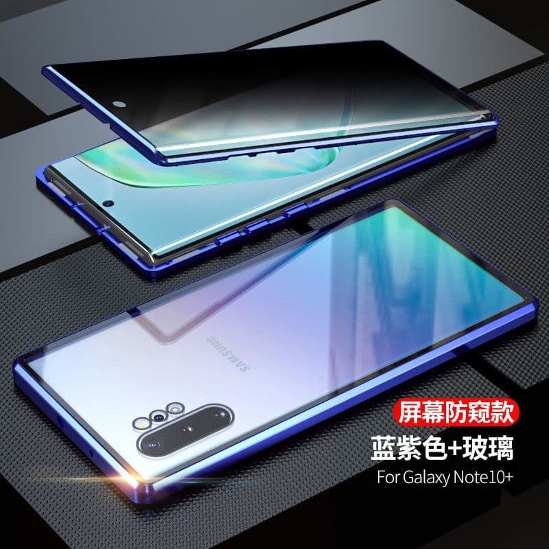 image-Suitable for Samsung note20 anti-peep Magneto mobile phone case S21 double-sided glass magnetic metal protective cover s22u