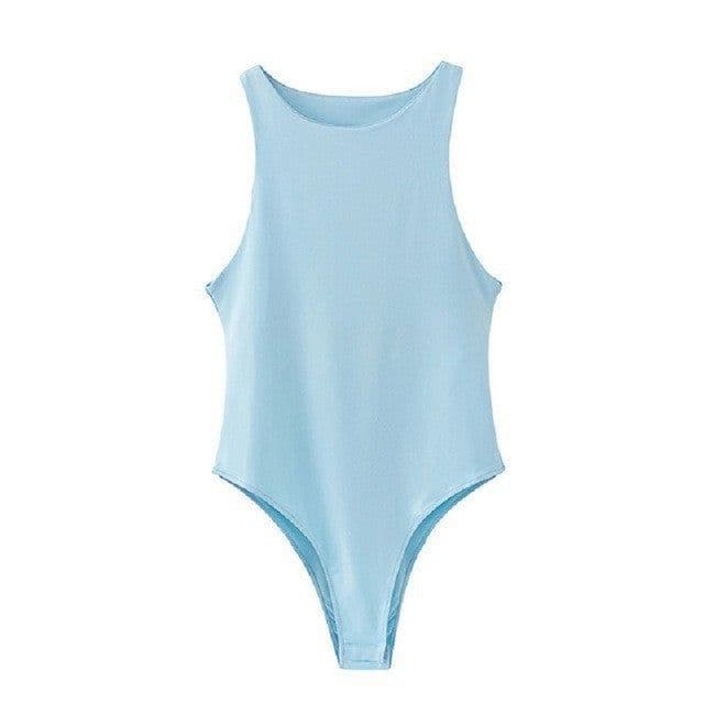 image-Jumpsuit Top for Women - 2022 Off-Neck Solid Color, Sleeveless, High Waist