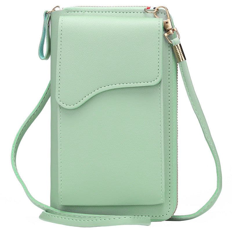 image-Light Purple PU Leather Phone Bag - Korean Style