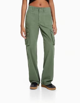 image-Women's High Waist Straight Leg Casual Pants - Gray Blue