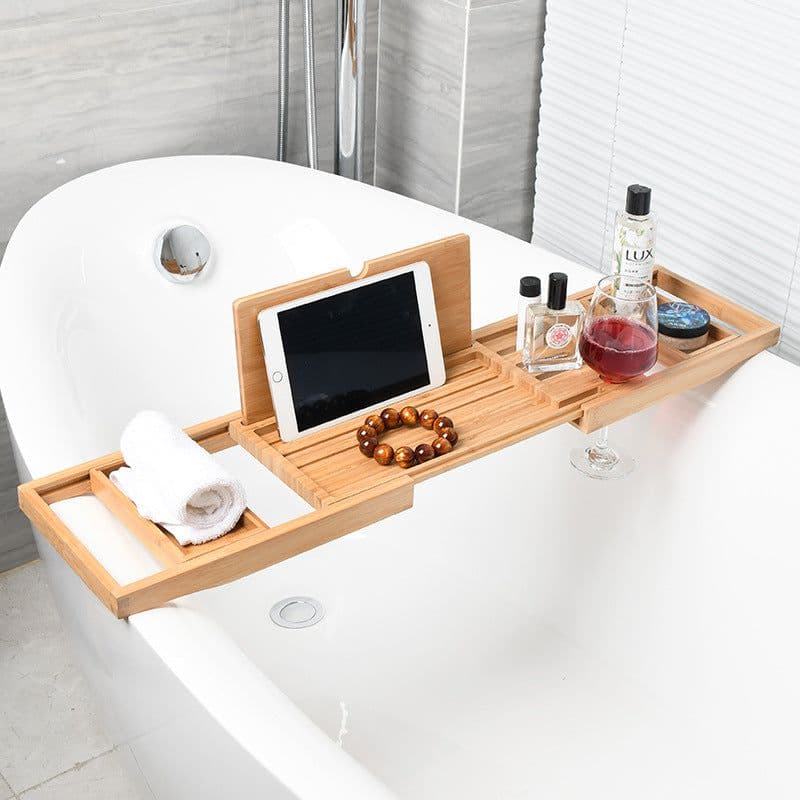 image-Disassembly and assembly of bathtub rack bathtub rack light luxury telescopic non-slip bath rack hotel bathroom bathtub board assembly