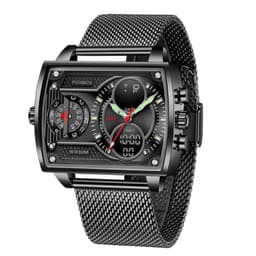 image-FOXBOX Quartz Watch Men 47mm Rectangle Mesh Silver
