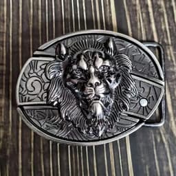 image-Men's Belt Knife - Trendy PU Leather, Alloy Buckle, 130cm