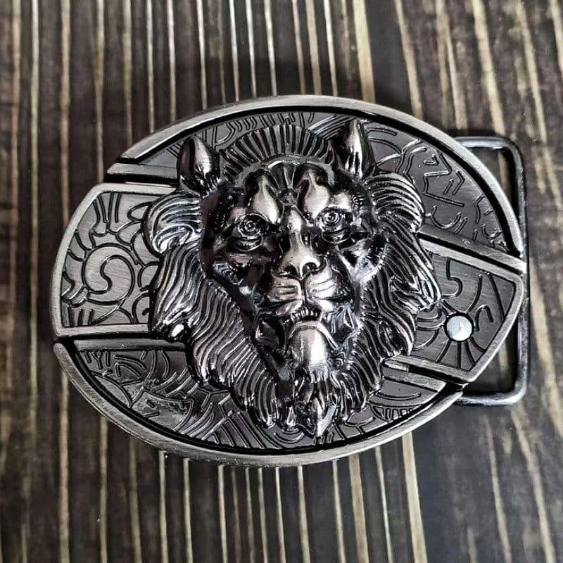 image-Men's Belt Knife - Trendy PU Leather, Alloy Buckle, 130cm