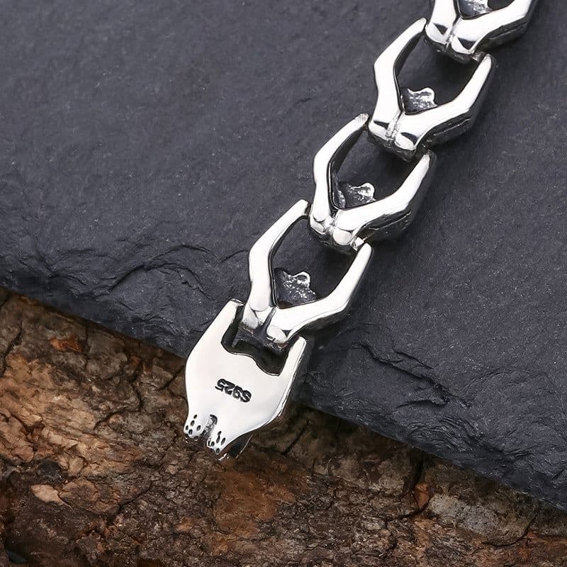 image-925 Sterling Silver Cross Flower Bracelet - Unisex Retro Style