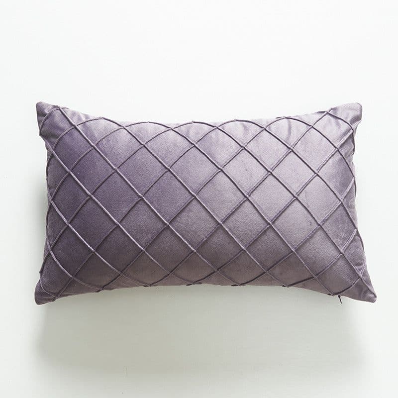 image-Dutch Velvet Plaid Waist Pillow Purple 30×50cm