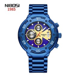 image-NIBOSI Men's Watch 46mm Quartz Black Gold