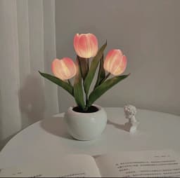 image-LED Tulip Night Light - Ceramic Flower Lamp Blue