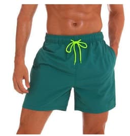 image-Cross-border new summer sports and leisure solid color men's quarter shorts breathable lotus leaf mesh men's beach pants